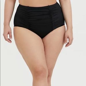 Torrid Black High Waist Ruched Swim Bottom